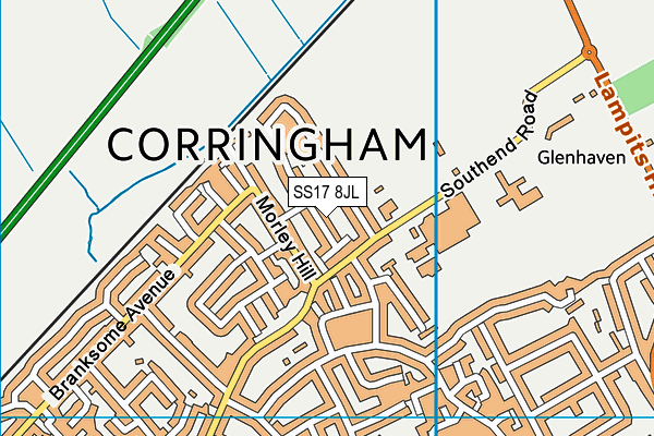 SS17 8JL map - OS VectorMap District (Ordnance Survey) SS17 8JL map - OS VectorMap District (Ordnance Survey)