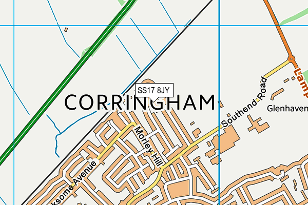 SS17 8JY map - OS VectorMap District (Ordnance Survey) SS17 8JY map - OS VectorMap District (Ordnance Survey)