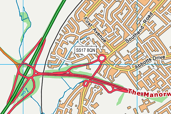 SS17 8QN map - OS VectorMap District (Ordnance Survey) SS17 8QN map - OS VectorMap District (Ordnance Survey)
