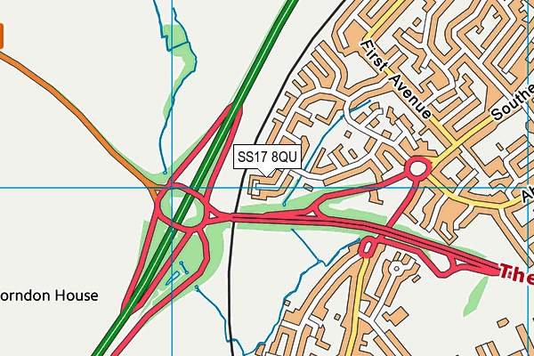SS17 8QU map - OS VectorMap District (Ordnance Survey) SS17 8QU map - OS VectorMap District (Ordnance Survey)