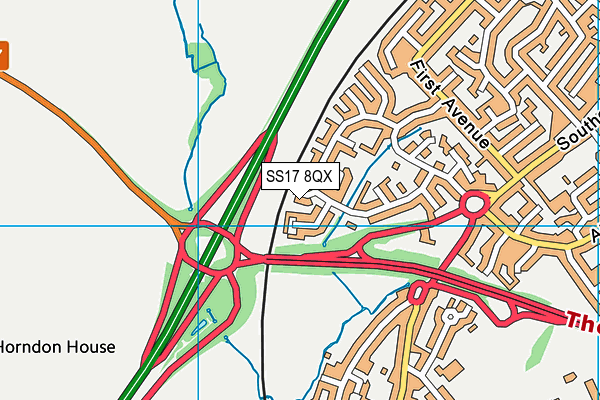 SS17 8QX map - OS VectorMap District (Ordnance Survey) SS17 8QX map - OS VectorMap District (Ordnance Survey)
