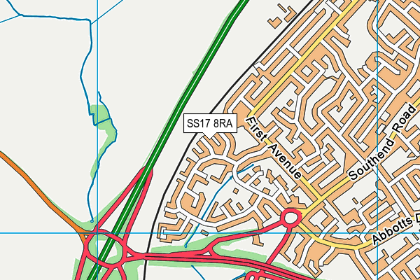 SS17 8RA map - OS VectorMap District (Ordnance Survey) SS17 8RA map - OS VectorMap District (Ordnance Survey)
