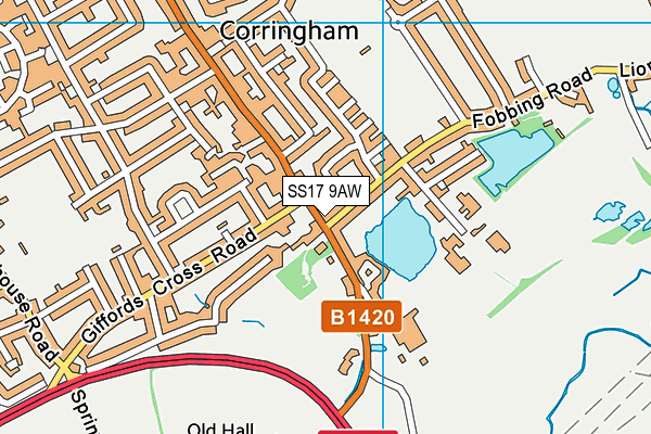 SS17 9AW map - OS VectorMap District (Ordnance Survey) SS17 9AW map - OS VectorMap District (Ordnance Survey)