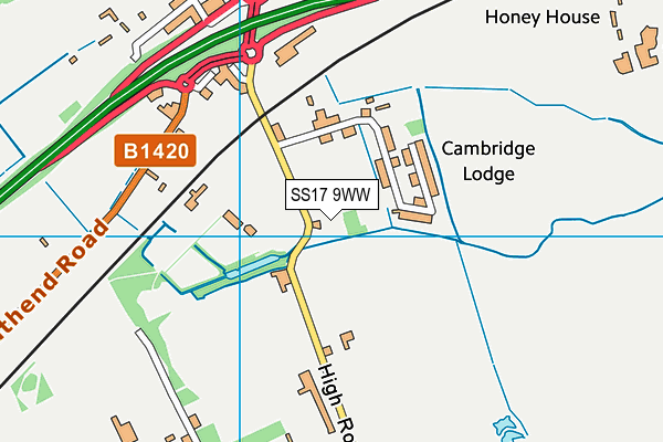SS17 9WW map - OS VectorMap District (Ordnance Survey) SS17 9WW map - OS VectorMap District (Ordnance Survey)