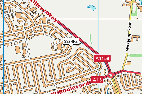 SS2 4RZ map - OS VectorMap District (Ordnance Survey) SS2 4RZ map - OS VectorMap District (Ordnance Survey)