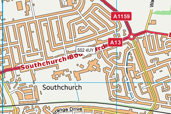SS2 4UY map - OS VectorMap District (Ordnance Survey) SS2 4UY map - OS VectorMap District (Ordnance Survey)