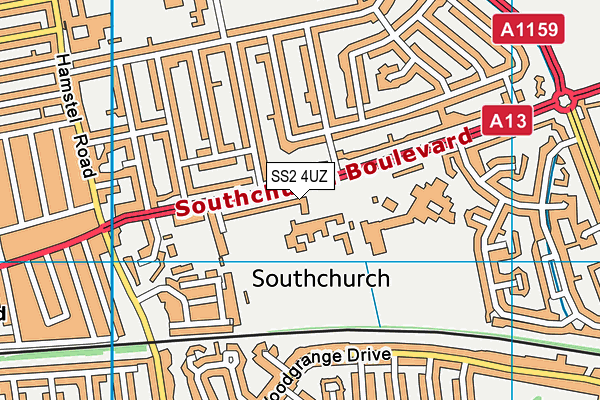SS2 4UZ map - OS VectorMap District (Ordnance Survey) SS2 4UZ map - OS VectorMap District (Ordnance Survey)