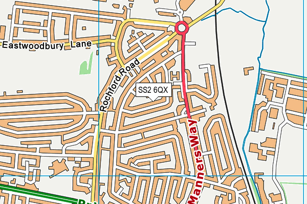 SS2 6QX map - OS VectorMap District (Ordnance Survey) SS2 6QX map - OS VectorMap District (Ordnance Survey)