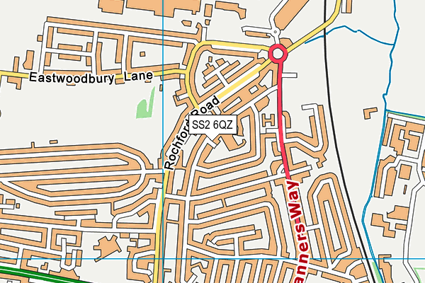 SS2 6QZ map - OS VectorMap District (Ordnance Survey) SS2 6QZ map - OS VectorMap District (Ordnance Survey)