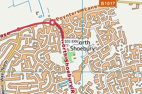 SS3 8XN map - OS VectorMap District (Ordnance Survey) SS3 8XN map - OS VectorMap District (Ordnance Survey)