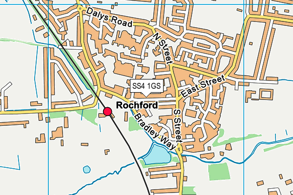 SS4 1GS map - OS VectorMap District (Ordnance Survey) SS4 1GS map - OS VectorMap District (Ordnance Survey)