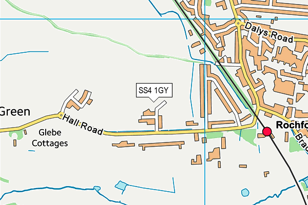 SS4 1GY map - OS VectorMap District (Ordnance Survey) SS4 1GY map - OS VectorMap District (Ordnance Survey)