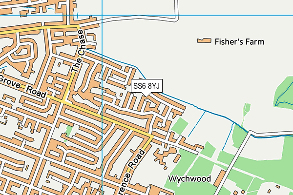 SS6 8YJ map - OS VectorMap District (Ordnance Survey) SS6 8YJ map - OS VectorMap District (Ordnance Survey)