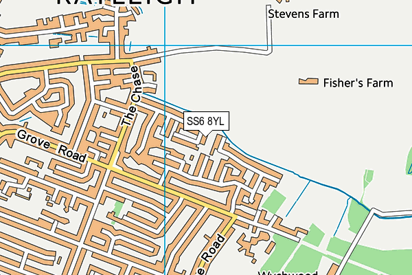 SS6 8YL map - OS VectorMap District (Ordnance Survey) SS6 8YL map - OS VectorMap District (Ordnance Survey)