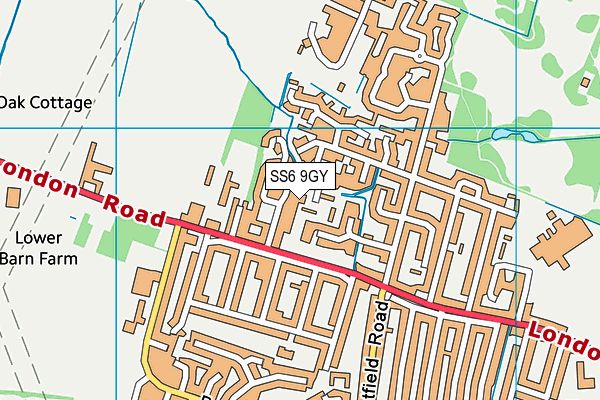 SS6 9GY map - OS VectorMap District (Ordnance Survey) SS6 9GY map - OS VectorMap District (Ordnance Survey)