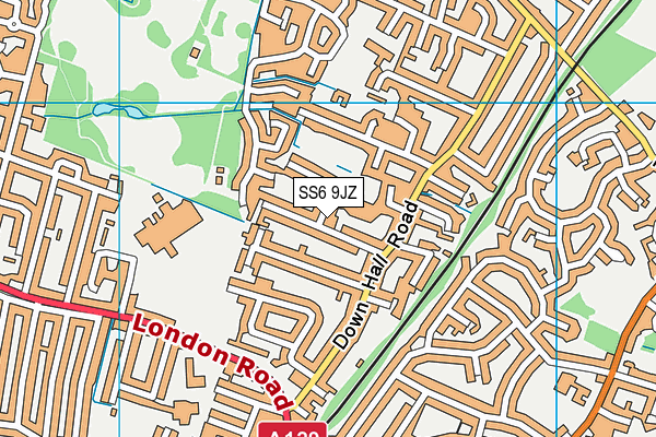 SS6 9JZ map - OS VectorMap District (Ordnance Survey) SS6 9JZ map - OS VectorMap District (Ordnance Survey)