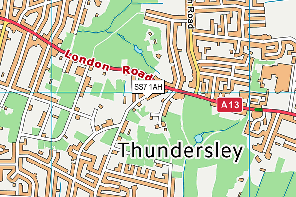 SS7 1AH map - OS VectorMap District (Ordnance Survey) SS7 1AH map - OS VectorMap District (Ordnance Survey)
