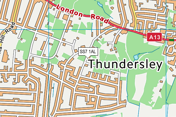 SS7 1AL map - OS VectorMap District (Ordnance Survey) SS7 1AL map - OS VectorMap District (Ordnance Survey)