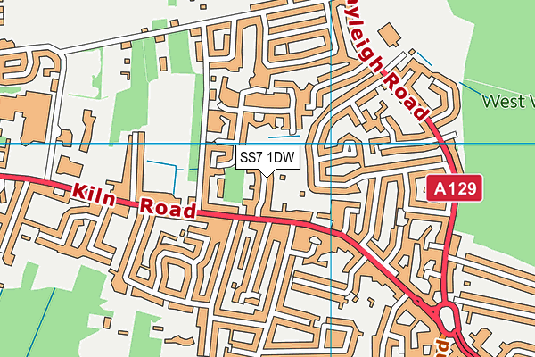 SS7 1DW map - OS VectorMap District (Ordnance Survey) SS7 1DW map - OS VectorMap District (Ordnance Survey)