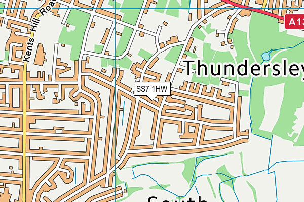 SS7 1HW map - OS VectorMap District (Ordnance Survey) SS7 1HW map - OS VectorMap District (Ordnance Survey)