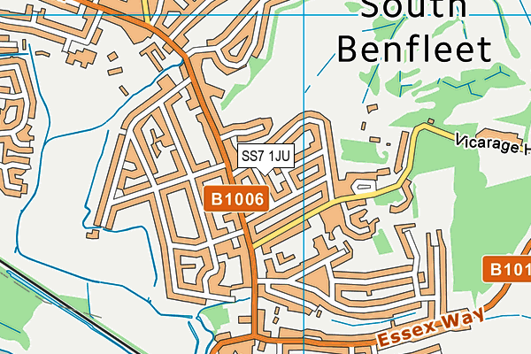 SS7 1JU map - OS VectorMap District (Ordnance Survey) SS7 1JU map - OS VectorMap District (Ordnance Survey)