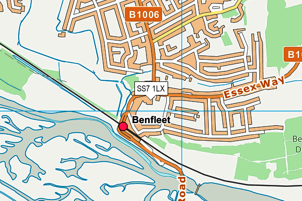 SS7 1LX map - OS VectorMap District (Ordnance Survey) SS7 1LX map - OS VectorMap District (Ordnance Survey)