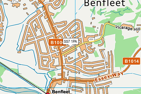 SS7 1PA map - OS VectorMap District (Ordnance Survey) SS7 1PA map - OS VectorMap District (Ordnance Survey)