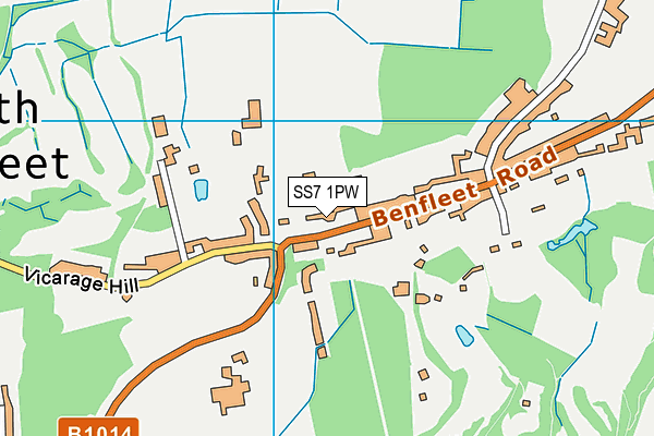 SS7 1PW map - OS VectorMap District (Ordnance Survey) SS7 1PW map - OS VectorMap District (Ordnance Survey)