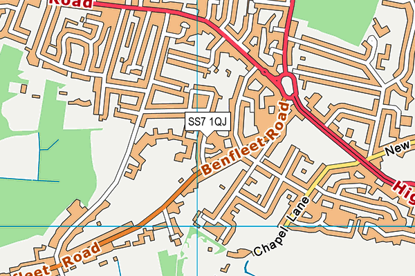 SS7 1QJ map - OS VectorMap District (Ordnance Survey) SS7 1QJ map - OS VectorMap District (Ordnance Survey)