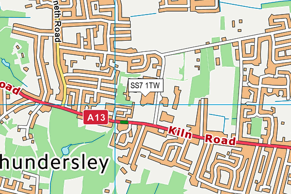 SS7 1TW map - OS VectorMap District (Ordnance Survey) SS7 1TW map - OS VectorMap District (Ordnance Survey)