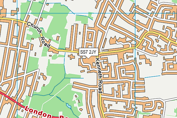 SS7 2JY map - OS VectorMap District (Ordnance Survey) SS7 2JY map - OS VectorMap District (Ordnance Survey)