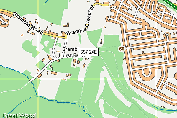 SS7 2XE map - OS VectorMap District (Ordnance Survey) SS7 2XE map - OS VectorMap District (Ordnance Survey)