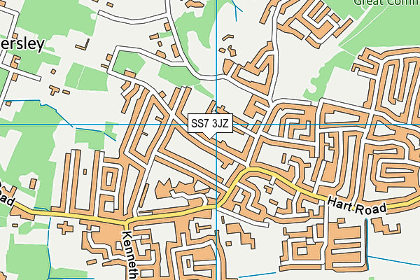 SS7 3JZ map - OS VectorMap District (Ordnance Survey) SS7 3JZ map - OS VectorMap District (Ordnance Survey)