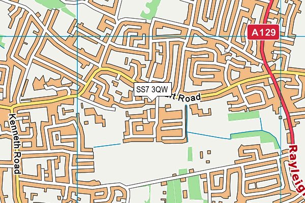 SS7 3QW map - OS VectorMap District (Ordnance Survey) SS7 3QW map - OS VectorMap District (Ordnance Survey)