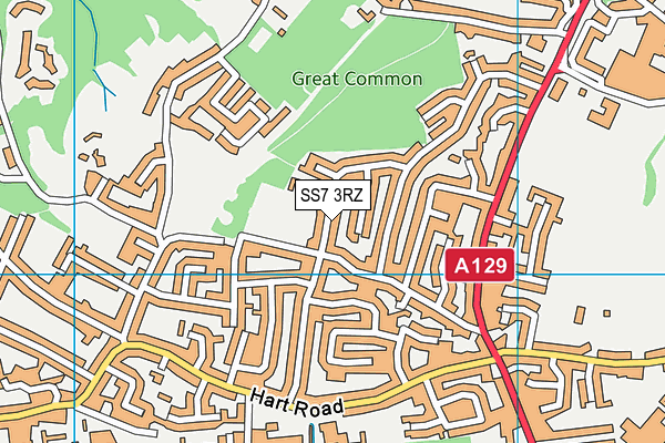 SS7 3RZ map - OS VectorMap District (Ordnance Survey)