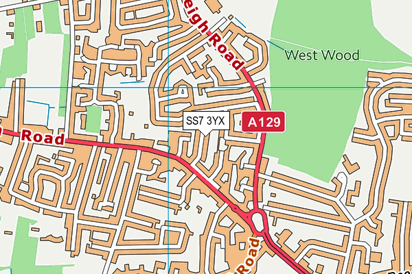 SS7 3YX map - OS VectorMap District (Ordnance Survey)