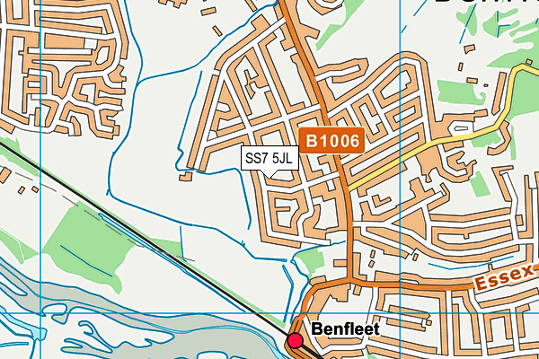 SS7 5JL map - OS VectorMap District (Ordnance Survey) SS7 5JL map - OS VectorMap District (Ordnance Survey)