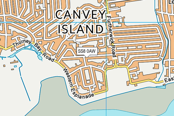 SS8 0AW map - OS VectorMap District (Ordnance Survey) SS8 0AW map - OS VectorMap District (Ordnance Survey)