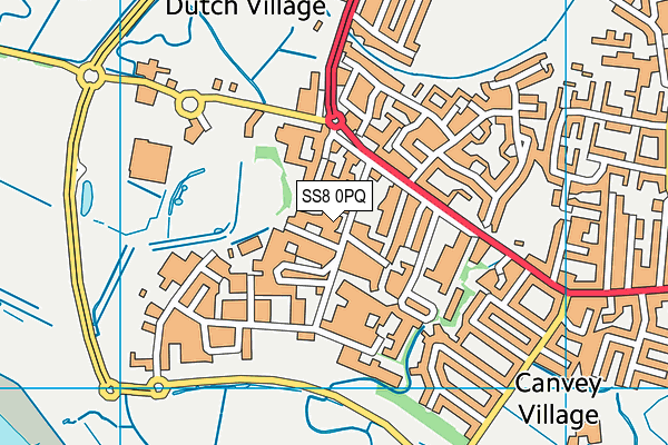 SS8 0PQ map - OS VectorMap District (Ordnance Survey)