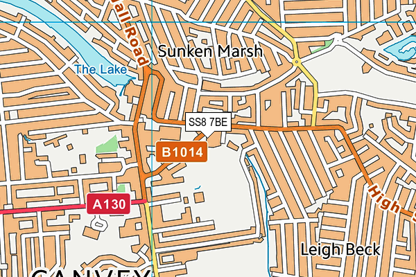 SS8 7BE map - OS VectorMap District (Ordnance Survey) SS8 7BE map - OS VectorMap District (Ordnance Survey)