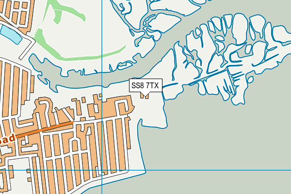 SS8 7TX map - OS VectorMap District (Ordnance Survey) SS8 7TX map - OS VectorMap District (Ordnance Survey)