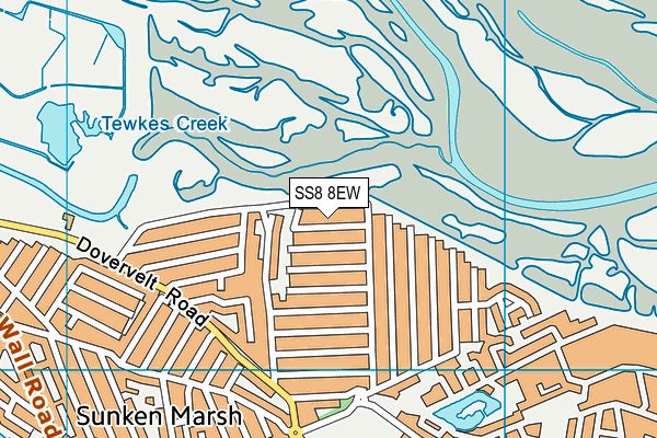 SS8 8EW map - OS VectorMap District (Ordnance Survey) SS8 8EW map - OS VectorMap District (Ordnance Survey)