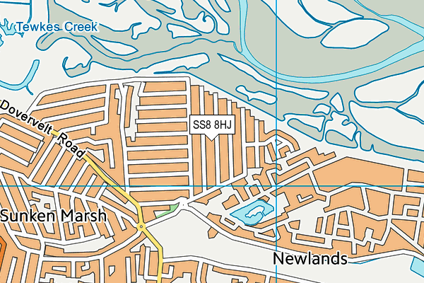 SS8 8HJ map - OS VectorMap District (Ordnance Survey) SS8 8HJ map - OS VectorMap District (Ordnance Survey)