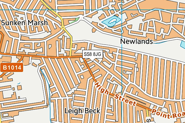 SS8 8JG map - OS VectorMap District (Ordnance Survey) SS8 8JG map - OS VectorMap District (Ordnance Survey)