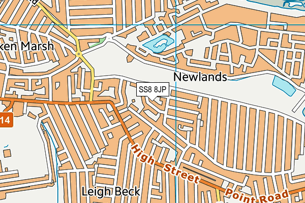 SS8 8JP map - OS VectorMap District (Ordnance Survey) SS8 8JP map - OS VectorMap District (Ordnance Survey)
