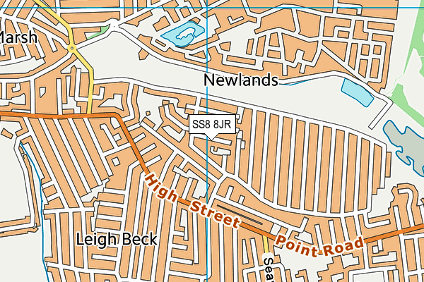 SS8 8JR map - OS VectorMap District (Ordnance Survey) SS8 8JR map - OS VectorMap District (Ordnance Survey)