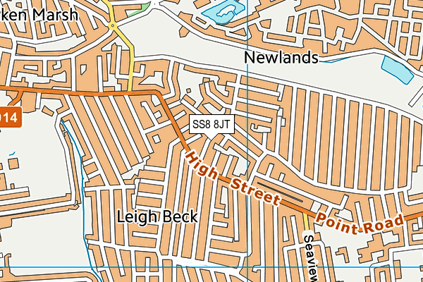 SS8 8JT map - OS VectorMap District (Ordnance Survey) SS8 8JT map - OS VectorMap District (Ordnance Survey)