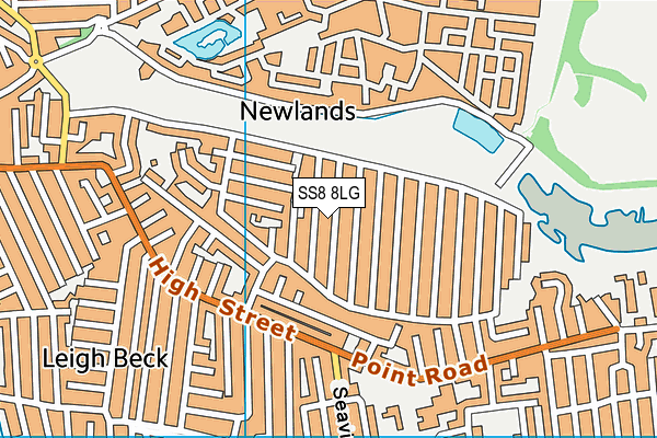 SS8 8LG map - OS VectorMap District (Ordnance Survey) SS8 8LG map - OS VectorMap District (Ordnance Survey)