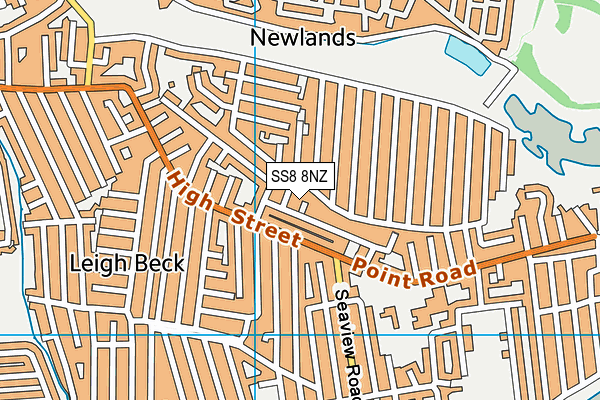 SS8 8NZ map - OS VectorMap District (Ordnance Survey) SS8 8NZ map - OS VectorMap District (Ordnance Survey)