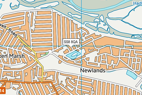 SS8 8QA map - OS VectorMap District (Ordnance Survey) SS8 8QA map - OS VectorMap District (Ordnance Survey)